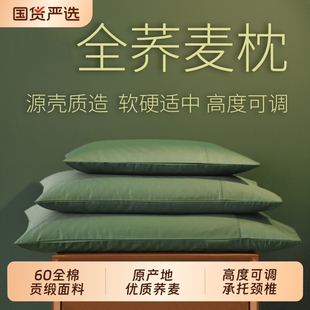 全棉荞麦枕芯枕头成人儿童硬枕纯荞麦皮壳家用一对护颈椎枕决明子