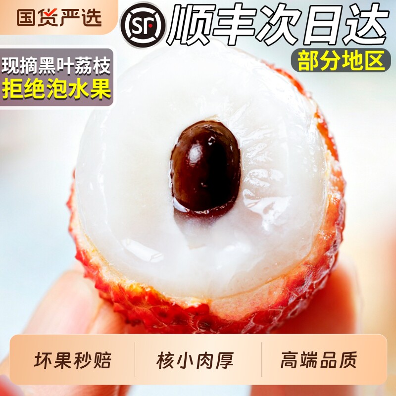 顺丰速达 5斤黑叶荔枝当季新鲜冷链水果桂味荔枝王礼盒白糖罂包邮
