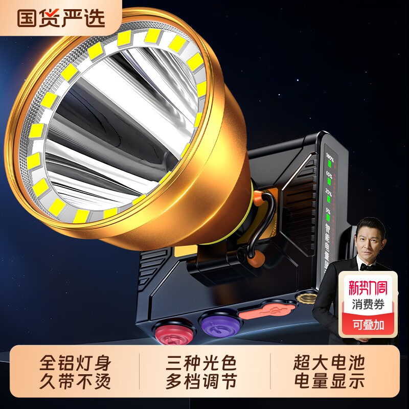 头灯2026新款强光超亮头戴式超长续航钓鱼专用手电筒户外充电照明