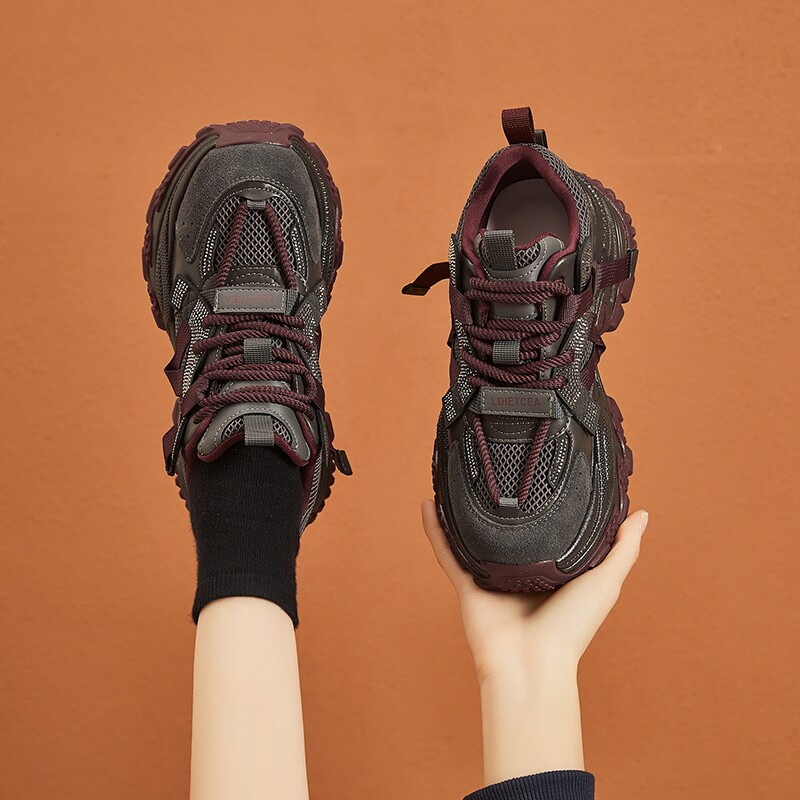 增高6cm8CM运动鞋女2025新款春秋跑步减震轻便银色厚底时尚老爹鞋