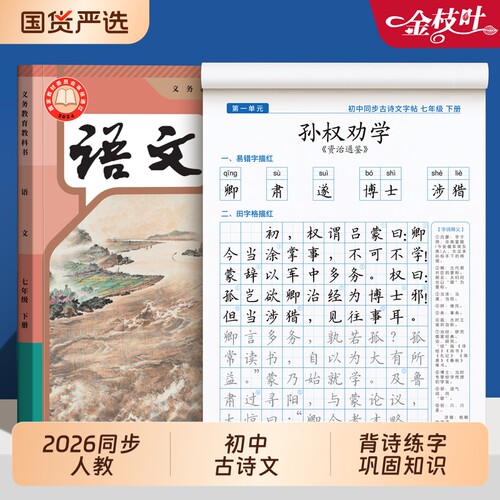 初中生古诗词练字帖七八九年级上册下册必备和文言文语文同步字帖人教版专用每日一练钢笔写字正楷楷书练字本古诗文硬笔描红书写