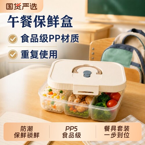 PP5食品级保鲜盒带饭点心密封盒
