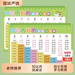 10以内数的分解与组成卡片加减法口诀表凑借十法幼儿园一年级全套