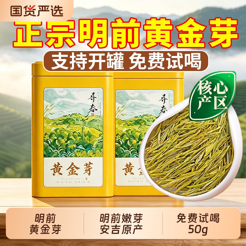 正宗明前特级黄金芽5A奶白茶安吉早春雨前嫩芽茶叶自己喝炒青绿茶