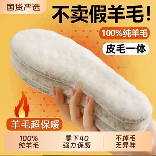羊毛鞋垫加绒皮毛一体澳洲纯冬季加厚透气防臭吸汗前掌减震