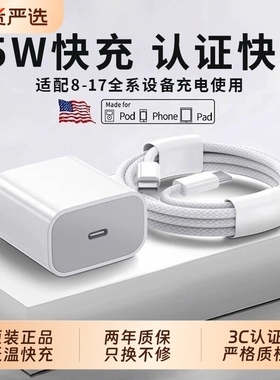 3C认证适用苹果17/16/iPhone15Pro手机14快充13平板iPadPro原45W充电器头PD数据线12一套装30W插头11年货节