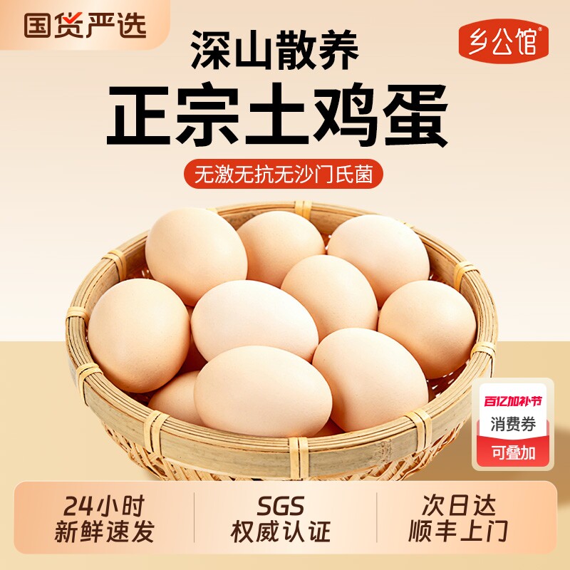 乡公馆鸡蛋官方旗舰店正宗农家散养新鲜土鸡蛋60枚礼盒生鲜柴鸡蛋