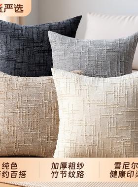 新款雪尼尔加厚抱枕套客厅沙发纯色靠枕飘窗抱枕床头方形简约白色