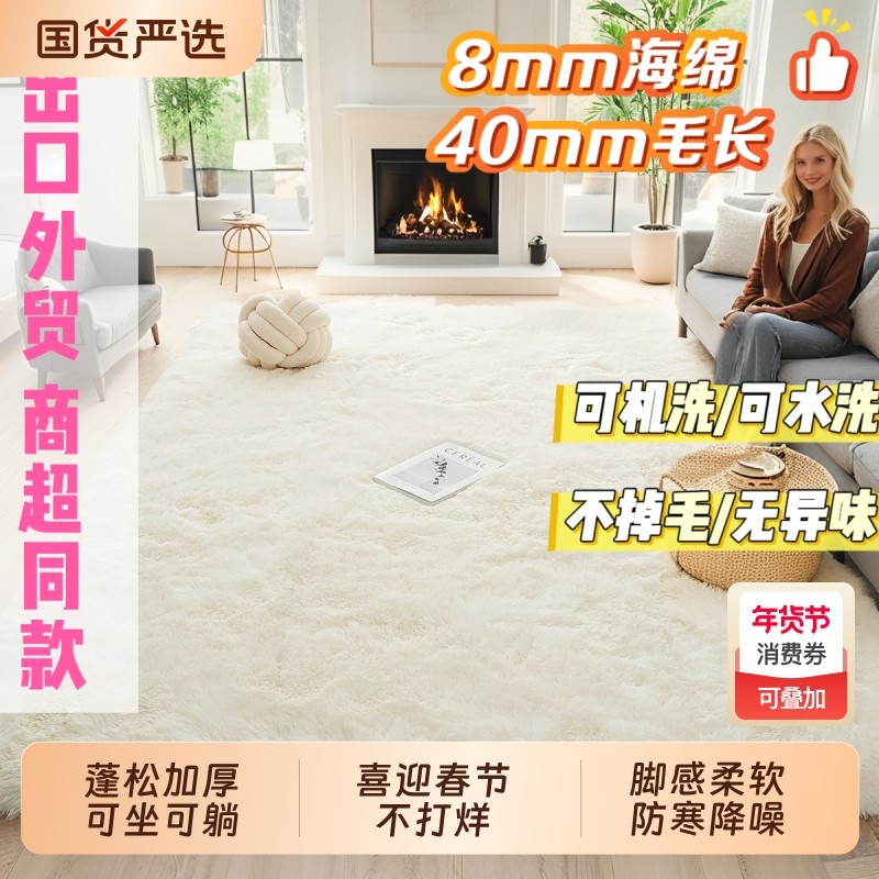 客厅地毯地垫卧室满铺耐脏撸猫感女生房间懒人沙发坐垫新款可机洗