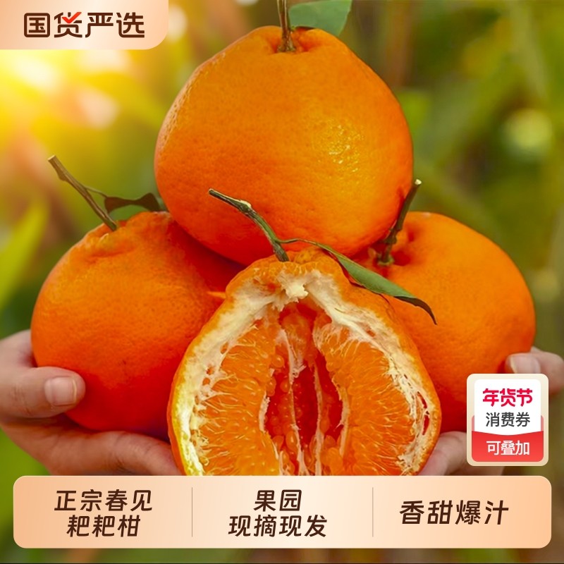四川春见耙耙柑新鲜5斤装眉山当季产地直发整箱丑蜜桔8斤大水果,水产肉类/新鲜蔬果/熟食,桔子,淘宝优惠券,粉丝福利购,淘宝优惠卷