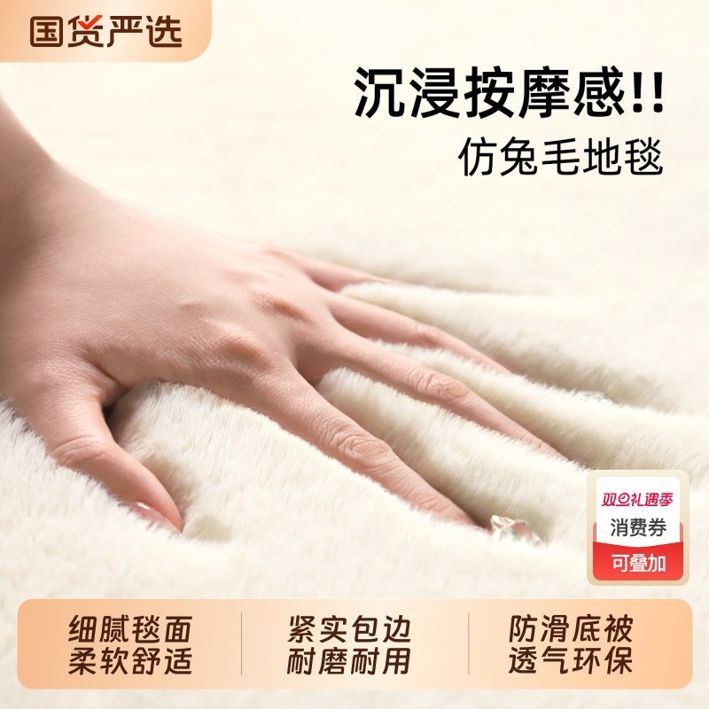仿兔毛地毯客厅卧室床边毯2025新款加厚款ins奶油风飘窗垫秋冬