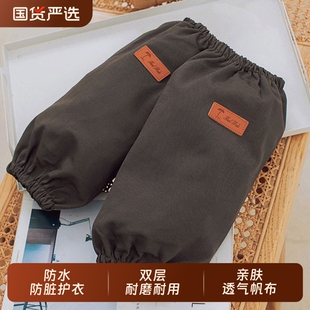 帆布套袖防水秋冬加大棉服厨房男女护袖头筒防油耐磨加宽黑色灰色