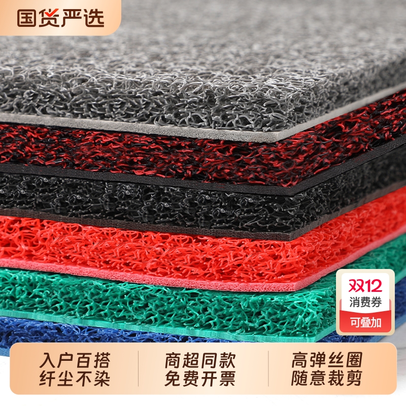 入户门地垫进门防滑门垫门口丝圈脚垫塑料地毯裁剪红色蓝色绿色