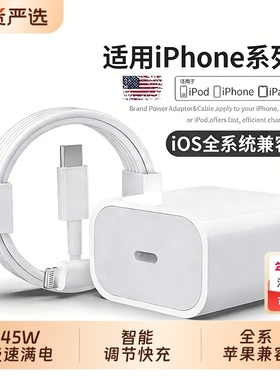 能适45W快充套装适用苹果17/16promax1514pro13充电器全系兼容PD30W数据线 Type-C插头iPad手机快充正品一套