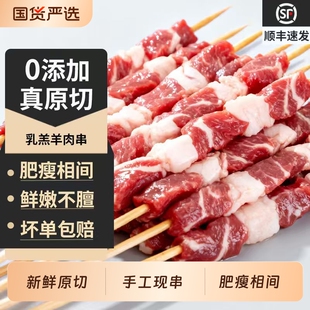 羊肉串半成品新鲜原切现串商用批发烧烤食材内蒙牛肉串红柳羊肉串