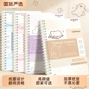 A5新款 小清新高颜值线圈笔记本本子简约风初高中生专用加厚课堂考研厚白卡日记记录a5办公记事子本批发横线