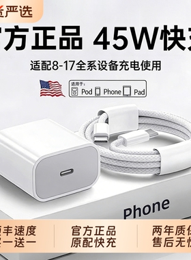 【顺丰】45W官方正品适用苹果17/16充电器线iPhone16promax手机15pro插头13快充40w数据线14原正pad品pd套装A