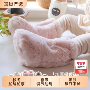 袜套婴儿鞋袜秋冬季中筒袜加绒新生儿加厚学步袜子宝宝地板袜外出