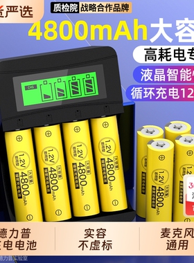 德力普5号充电电池套装KTV话筒相机玩具4800五号大容量AAA可充电器7号