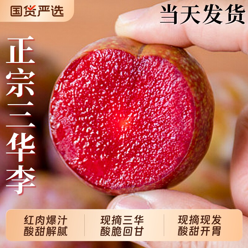 正宗红心三华李5斤新鲜特大水果现摘现发孕妇酸甜解腻整箱包邮