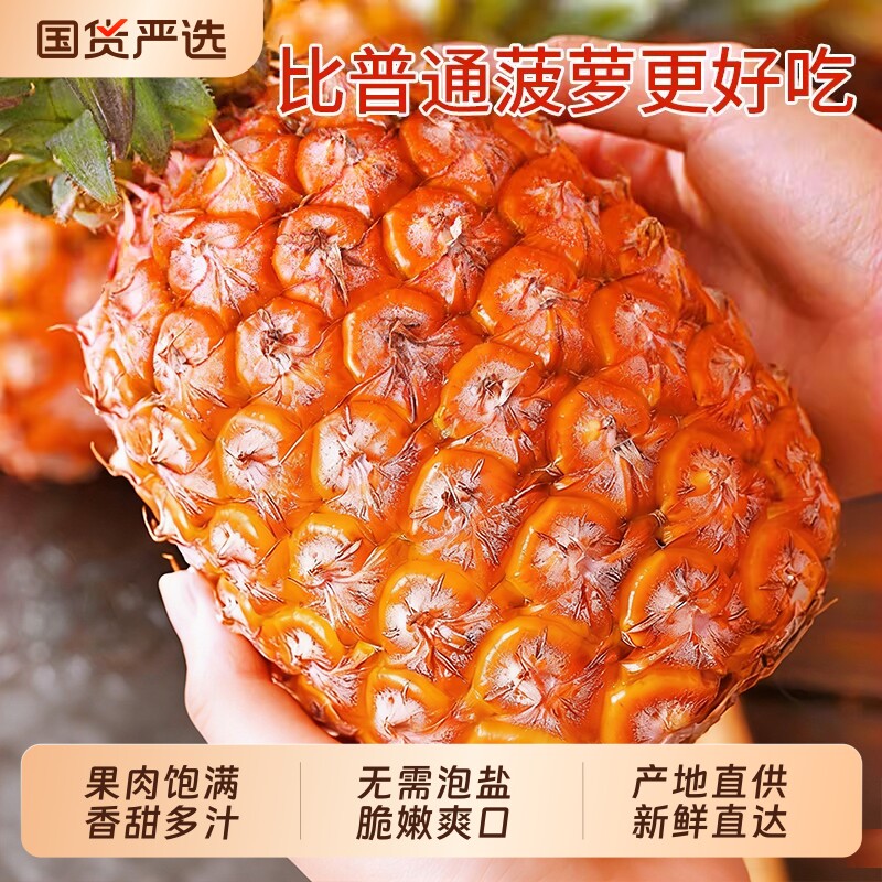 海南金钻凤梨新鲜水果10斤当季粉色风梨香水菠萝特产大果无眼整箱