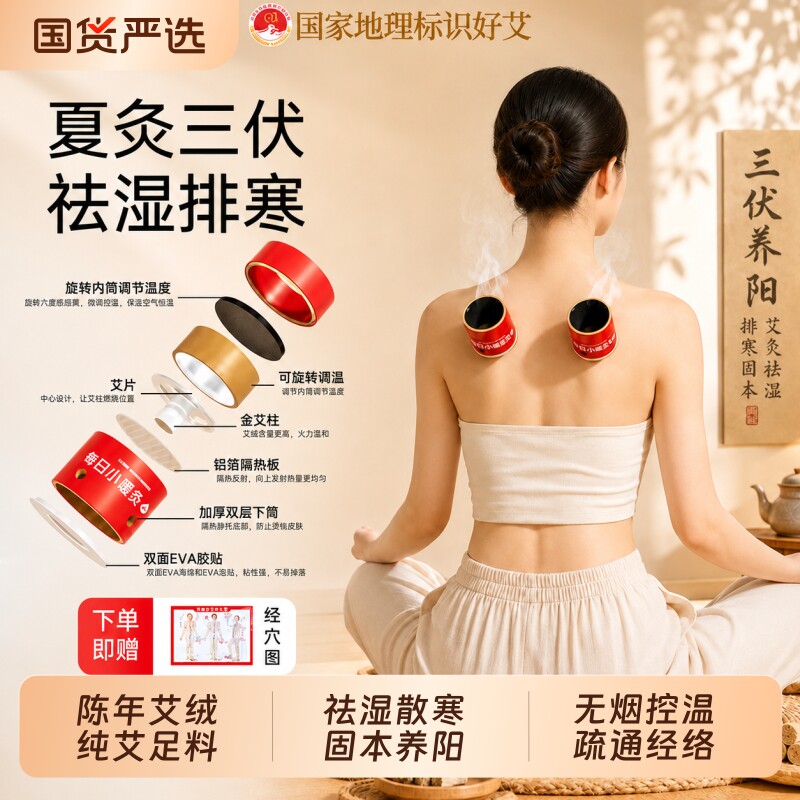 艾灸盒随身灸家用小悬灸无烟艾灸柱热敷腹部肚子器具大全艾柱艾草