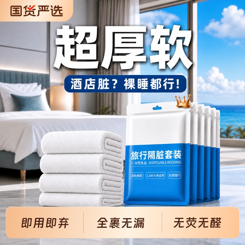 一次性床品四件套床上旅行被罩床单枕套被套三件套酒店用品出差