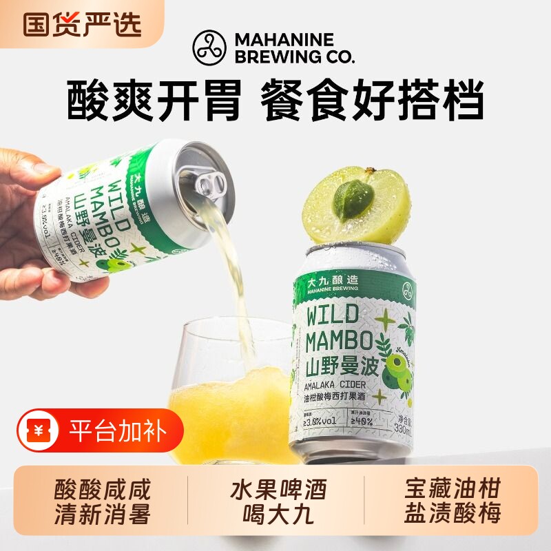 大九酿造山野曼波油柑西打果酒精酿啤酒330ml*2罐装微醺水果流体