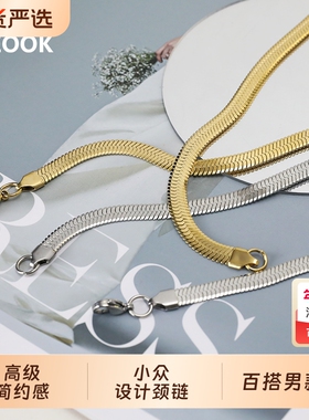 sooshare钛钢项链男蛇骨链宽刀片链高级感男款小众设计颈链闺蜜