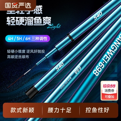 鱼竿手竿轻硬综合竿碳素钓鱼竿超硬19调6H台钓竿超轻大物鲢鳙竿