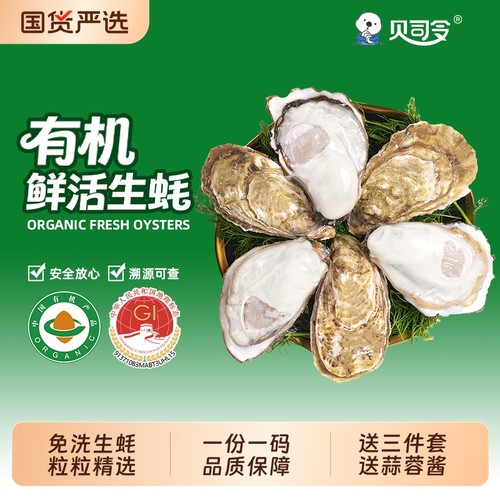 贝司令有机鲜活乳山生蚝2.5两*18只免洗牡蛎品质严选海蛎子海鲜