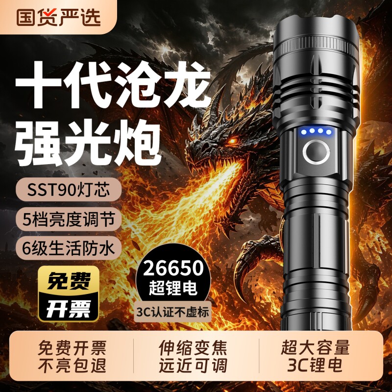 沧龙十代手电筒升级大功率灯芯图片
