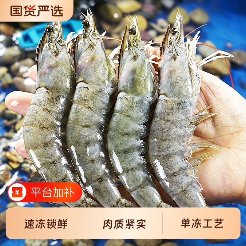大虾单冻活冻大虾海捕白对虾冷冻海虾生鲜海鲜水产可清蒸油焖