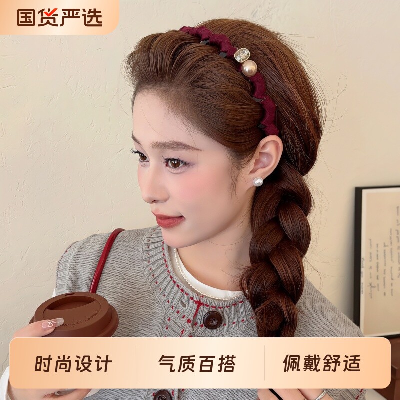 高颅顶发箍女2026新款高级感带齿防滑头箍日常外戴齿梳发卡气质
