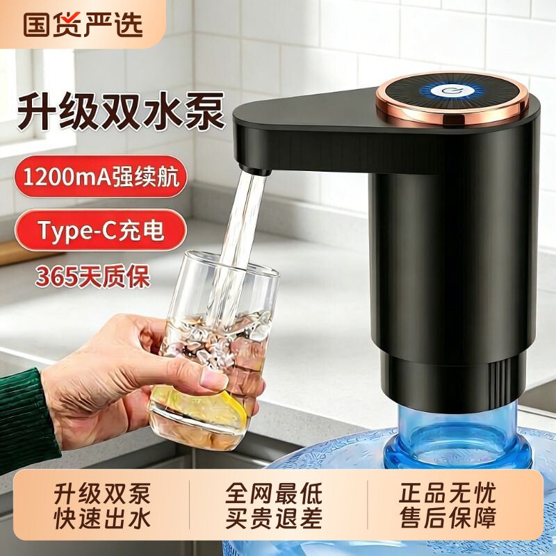 桶装水电动抽水器饮水机双水泵自动上水吸水抽水家用大功率双泵