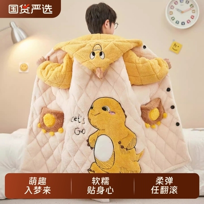 男童睡衣冬季加绒加厚家居服套装