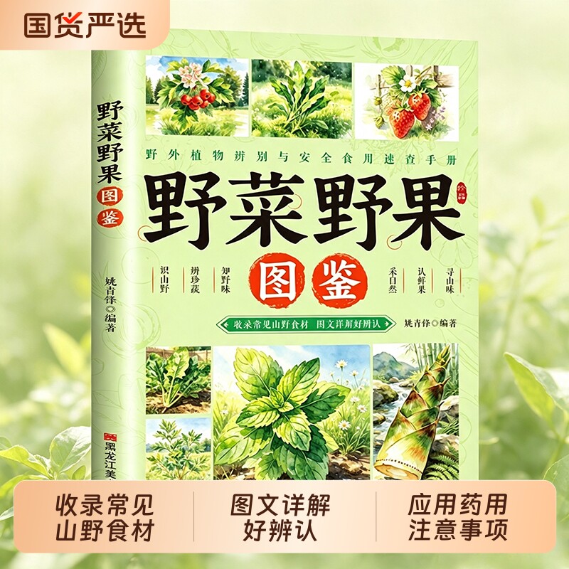 【野菜野果图鉴】识别与药用指南户外采摘野菜野果的种类和功效图鉴书籍 识别与药用全图鉴 野外植物辨别安全食用速查正版书