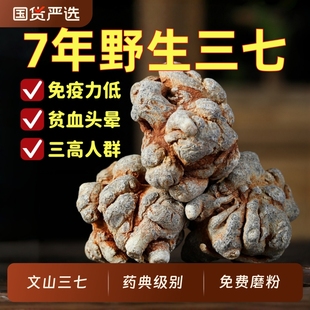 野生三七头田七20头正品 三七片云南文山特级三七整个可磨三七粉
