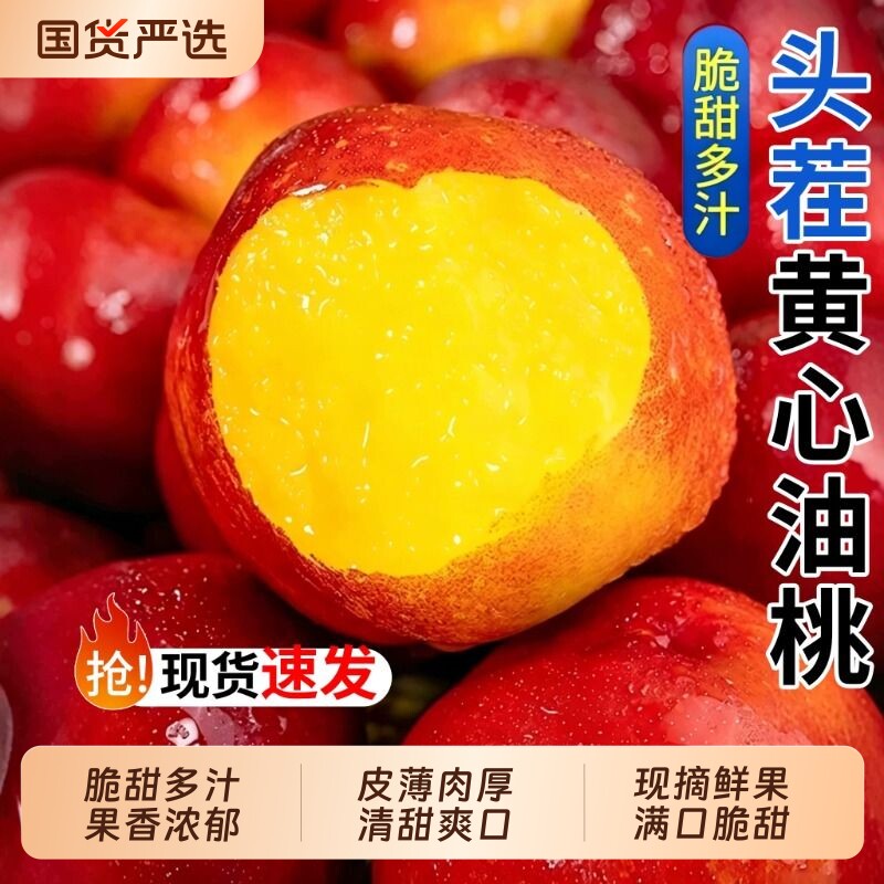 正宗油桃中油四号黄心油桃新鲜应季大桃子现摘水果水蜜脆桃汁整箱