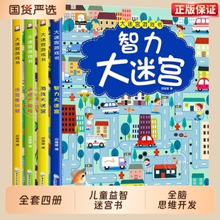 大迷宫游戏书4册迷宫训练书宝宝思维开发儿童益智专注力56岁以上走迷宫 书大冒险图画幼儿逻辑注意力书籍智力开发找不同趣味数独