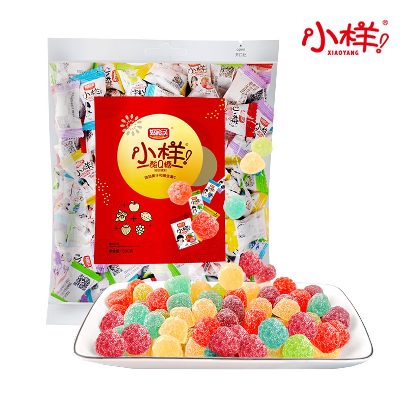 过年小样酸Q糖500g/袋好彩头果汁软糖袋装大包装喜糖零食糖果混合