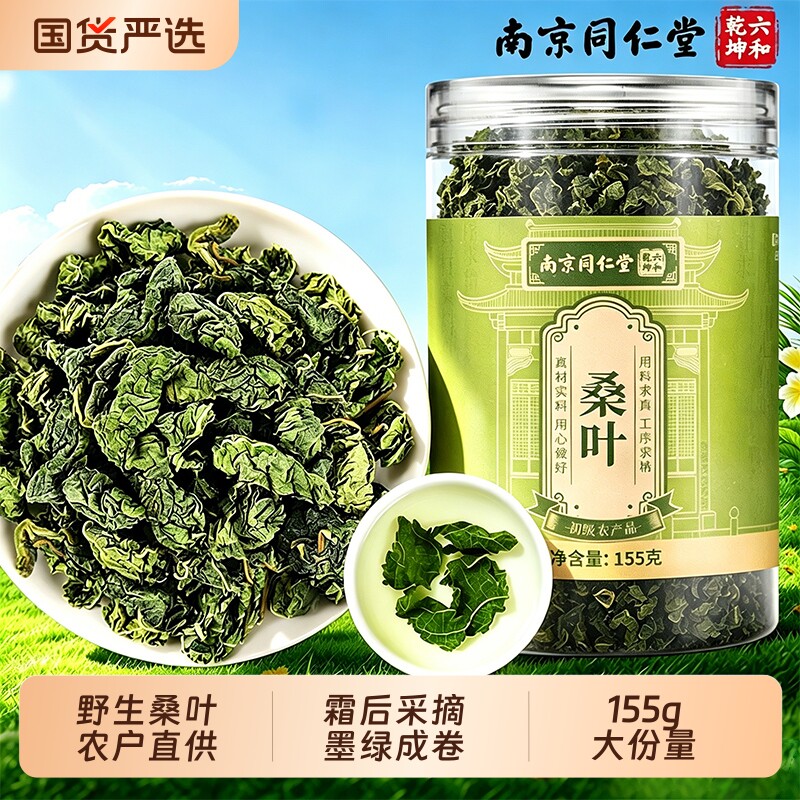 同仁堂桑叶霜后野生鲜桑叶干中药材正品泡水旗舰金银花蒲公英作用