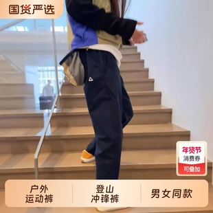 小三角标裤子男款秋季防水速干直筒微锥工装裤户外徒步登山冲锋裤