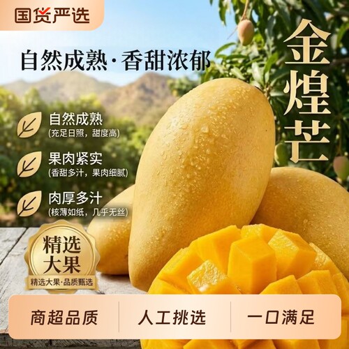 正宗百色金煌芒果新鲜水果当季整箱纯甜无丝特大果王应季青芒精选