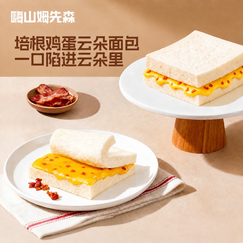 嗨山姆先森云朵培根鸡蛋夹心面包柔软香甜饱满速食即食早餐通勤