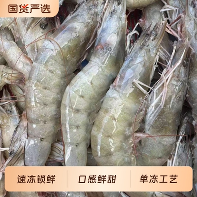 【超级88爆品日】白虾3040规格急冻大虾单冻虾冷冻海虾1500g*2盒