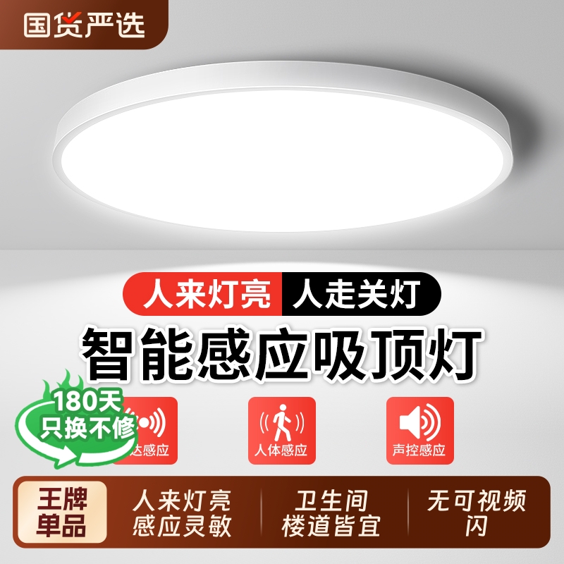 LED感应吸顶灯楼梯过道家用楼道走廊玄关红外雷达人体声控感应灯