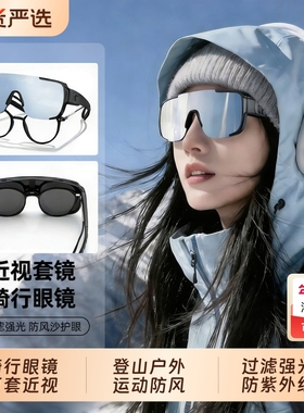 骑行护目镜可套近视眼镜登山户外运动防风防紫外线偏光近视套墨镜