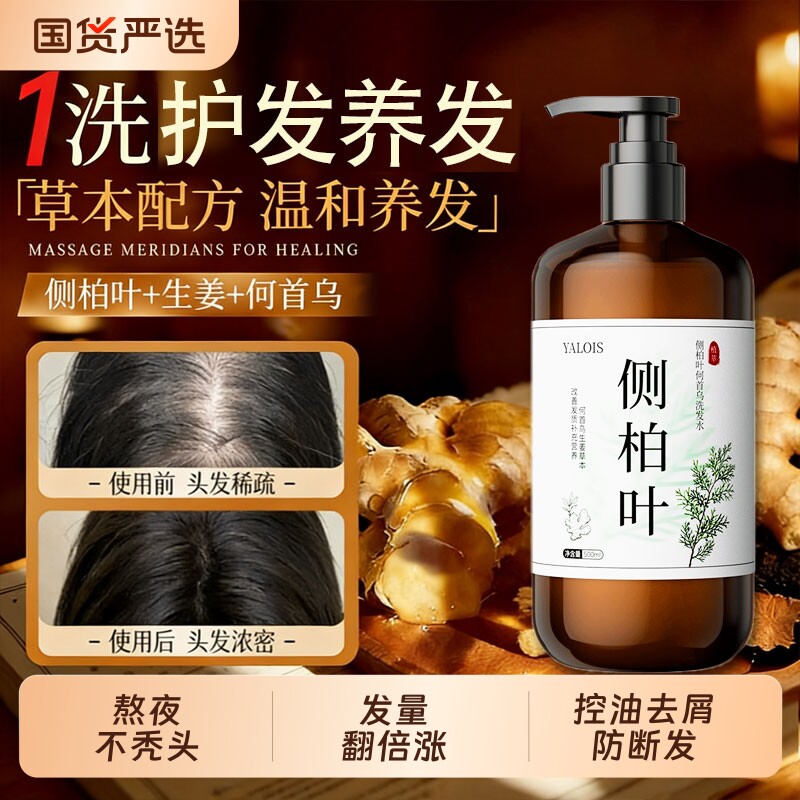 侧柏叶洗发水生姜护发固发控油蓬松去屑止痒洗头膏露何首乌男女士