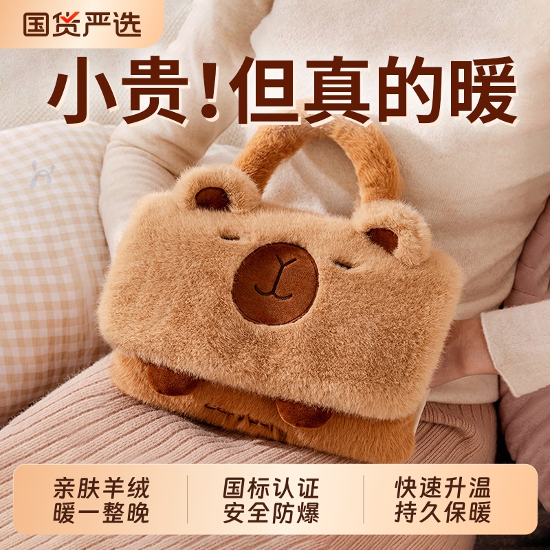 热水袋充电防爆可爱毛绒暖水袋电暖宝痛经女生用暖脚暖手宝暖宝宝